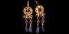 Gold Floral Earrings with Large Sapphire Drops Gold Floral Earrings with Large Sapphire Drops