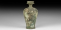 Roman Aryballos Flask with Decorated Base and Lip