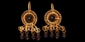 Roman Gold Earring Pair with Garnet Drops