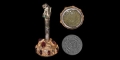 Byzantine Stamp Seal in Gilt Setting with Garnets