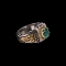 Western Asiatic Silver Ring with Emerald and Diamonds