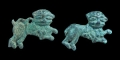 Medieval Bronze Lion Appliqué Pair