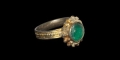 Byzantine Silver-Gilt Ring with Green Cabochon
