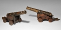 Georgian British Navy Noonday Bronze Cannon with Carriages Pair
