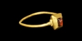 Medieval Gold Decorated Ring with Cabochon Garnet