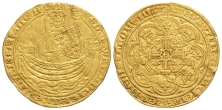 English Medieval Coins - Edward III - London - Pre Treaty B Gold Noble English Medieval Coins - Edward III - London - Pre Treaty B Gold Noble