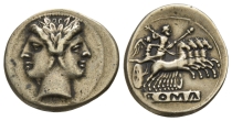 Electrotype of Anonymous AR Didrachm (Quadrigatus). Electrotype of Anonymous AR Didrachm (Quadrigatus).