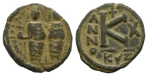 Justin II and Sophia AE 20 Nummi or Half Follis. Justin II and Sophia AE 20 Nummi or Half Follis.