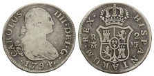 Spain, Kingdom. Charles IV AR 2 Reales. Spain, Kingdom. Charles IV AR 2 Reales.