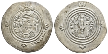 World Coins - Arab-Sasanian, time of Abd al-Malik ibn Marwan AR Drachm. World Coins - Arab-Sasanian, time of Abd al-Malik ibn Marwan AR Drachm.