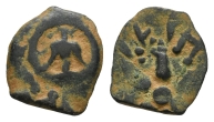 Judaea. Hasmoneans, Alexander Jannaios (Yehonatan) or Successors AE Half Prutah or Lepton. Judaea. Hasmoneans, Alexander Jannaios (Yehonatan) or Successors AE Half Prutah or Lepton.