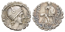 Mn. Aquillius Mn. f. Mn. n. AR Serrate Denarius. Mn. Aquillius Mn. f. Mn. n. AR Serrate Denarius.