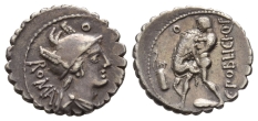C. Poblicius Q. f. AR Serrate Denarius. C. Poblicius Q. f. AR Serrate Denarius.