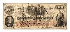 Confederate States of America, One Hundred Dollars T41. Confederate States of America, One Hundred Dollars T41.