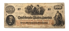 Confederate States of America, One Hundred Dollars T39. Confederate States of America, One Hundred Dollars T39.