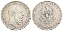 German States. Württemberg (Kingdom), Karl I AR 5 Mark. German States. Württemberg (Kingdom), Karl I AR 5 Mark.