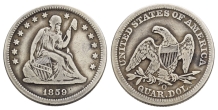 United States of America AR Seated Liberty Quarter Dollar or 25 Cents. United States of America AR Seated Liberty Quarter Dollar or 25 Cents.