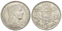 Latvia, Republic AR 5 Lati. Latvia, Republic AR 5 Lati.