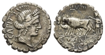 C. Marius C. f. Capito AR Serrate Denarius. C. Marius C. f. Capito AR Serrate Denarius.