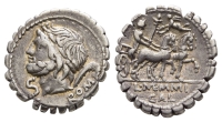 L. Memmius Galeria AR Serrate Denarius. L. Memmius Galeria AR Serrate Denarius.