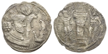 Sasanian Kingdom. Bahram II, with Queen and Prince 4 AR Drachm. Sasanian Kingdom. Bahram II, with Queen and Prince 4 AR Drachm.