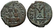 Justin and Sophia AE 40 Nummi or Follis. Justin and Sophia AE 40 Nummi or Follis.
