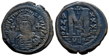 Justinian I AE 40 Nummi or Follis. Justinian I AE 40 Nummi or Follis.