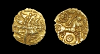 Celtic Iron Age Coins - Eastern Region - Uninscribed Tring Wheel - Gold Quarter Stater Celtic Iron Age Coins - Eastern Region - Uninscribed Tring Wheel - Gold Quarter Stater