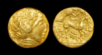 Celtic Gaul Somme Valley - Bearded Class 3 - Gold Half Stater Celtic Gaul Somme Valley - Bearded Class 3 - Gold Half Stater