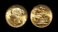 Victoria - Gold Melbourne Sovereign - 1885M Victoria - Gold Melbourne Sovereign - 1885M