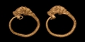 Greek Gold Bulls Head Earring Pair