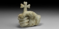 Roman Life-size Statue Hand Holding Cross and Wearing a Cross Pattée Ring