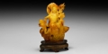 Chinese Amber Guanyin and Acolyte Carving