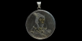 Indian Silver Pendant with Silver and Gold-Inlaid Plaque
