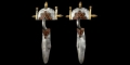 Gothic Gold Clad Silver Brooch Pair with Garnets