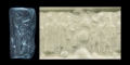 Near Eastern Akkadian Cylinder Seal with Figures and Beasts