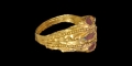 Merovingian Gold Triple-Banded Ring with Garnets