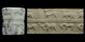 Western Asiatic Mesopotamian Serpentine Cylinder Seal with Horned Animals