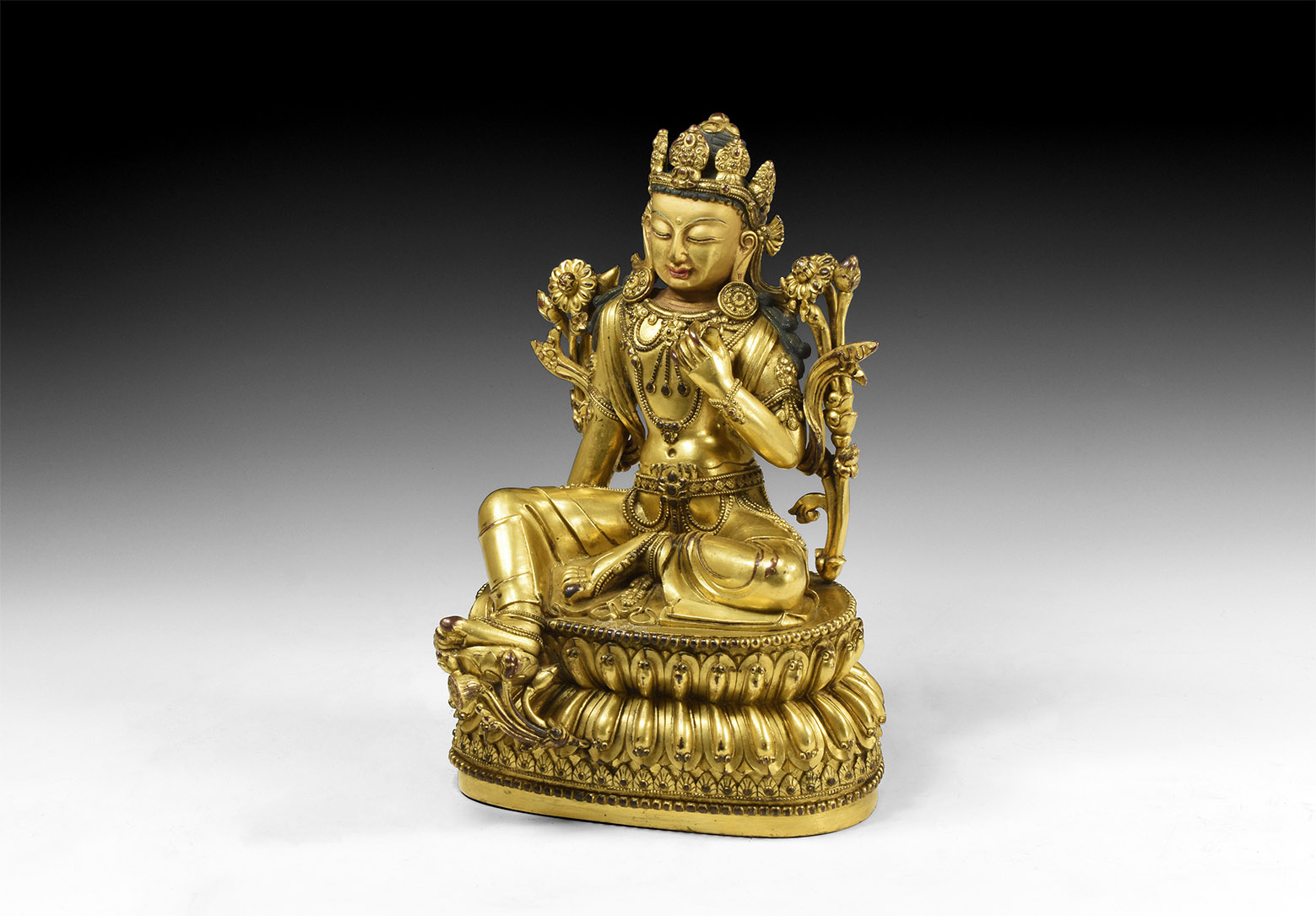 Tibetan Gilt Sitting Manjushri Statue