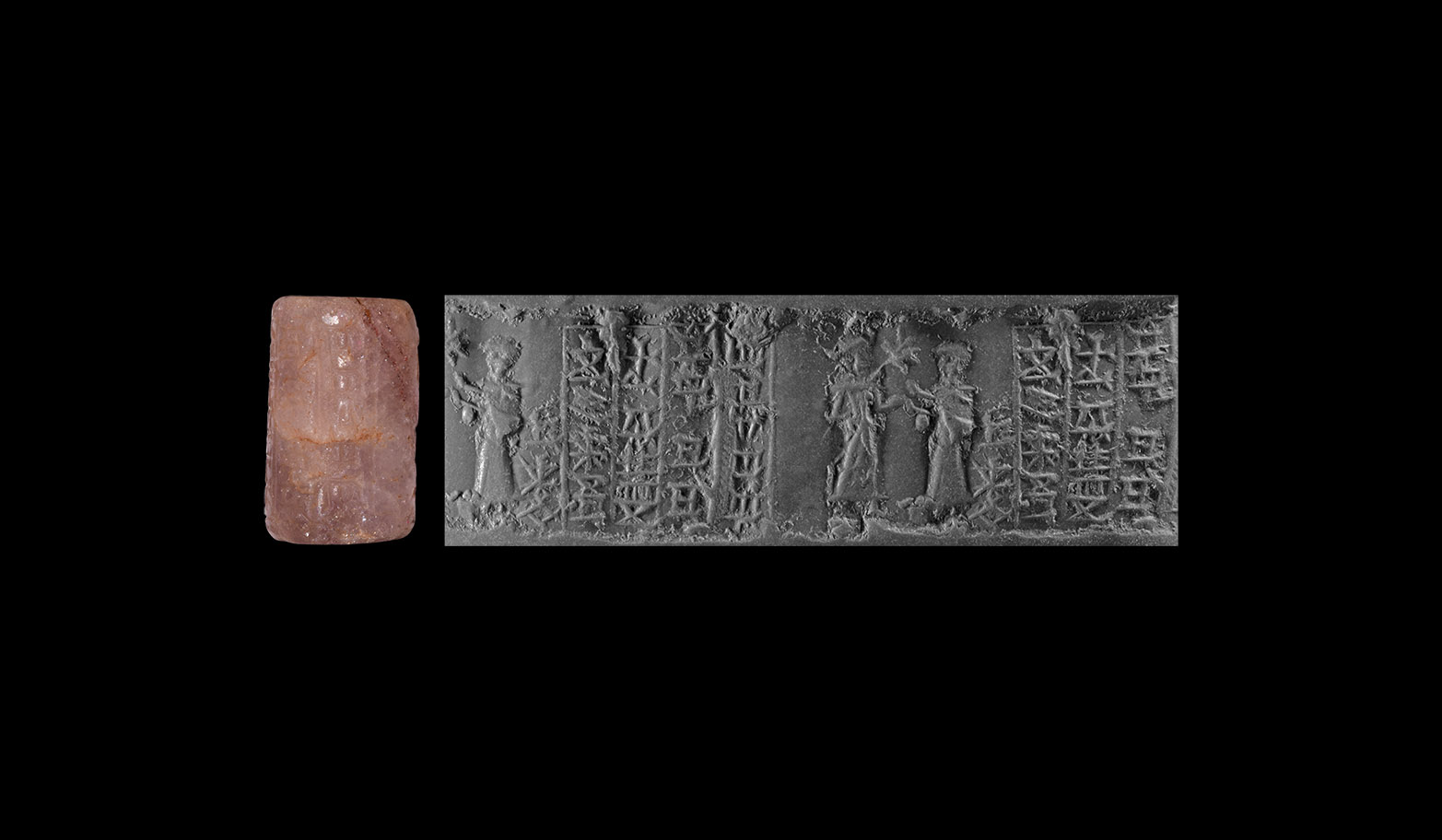 Western Asiatic Elamite Amethyst Cylinder Seal for Shuk-Kuku Son of Rab-Baba