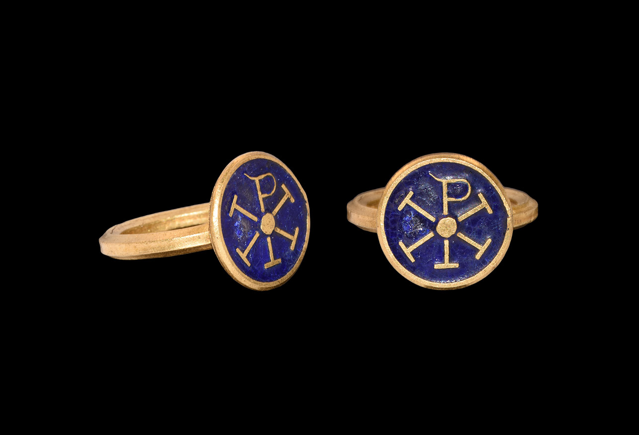 Post Medieval Gold Ring with Chi-Rho