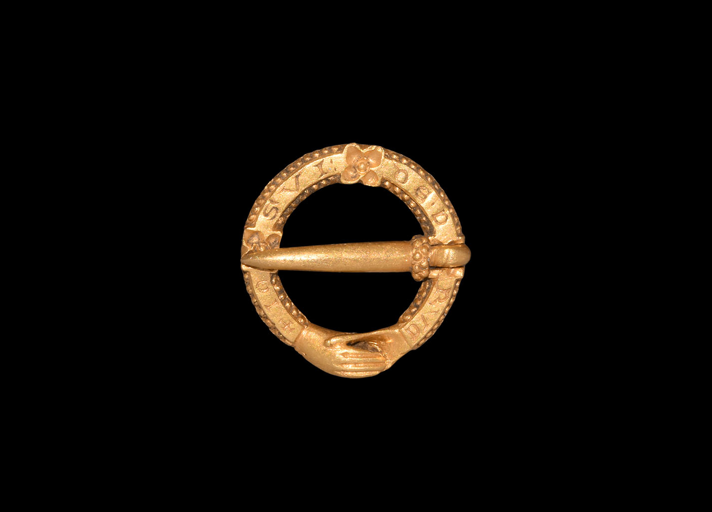 Medieval Gold 'I am a gift of love' Posy Ring Brooch