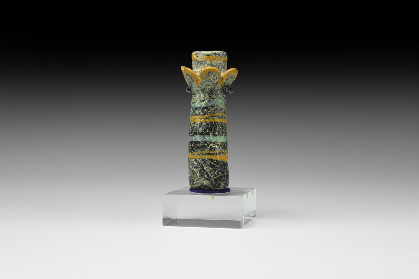 Egyptian Palm-Column Glass Kohl Flask