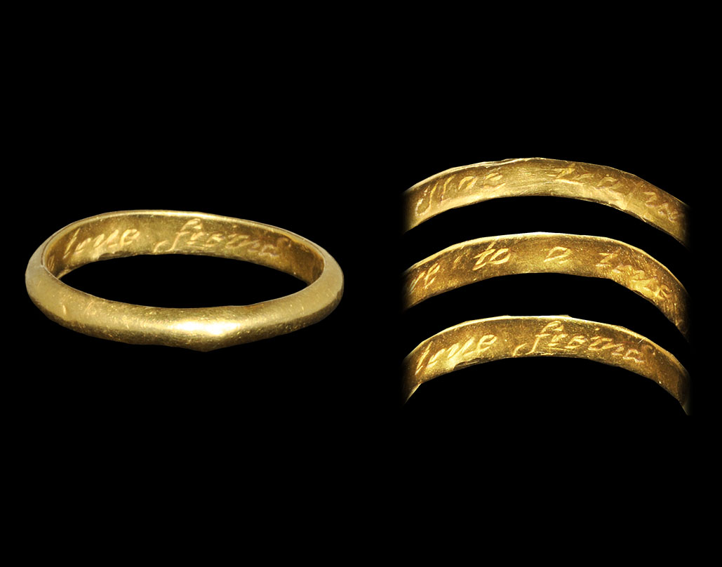 Post Medieval Gold 'Moe trasure to a true freind' Posy Ring