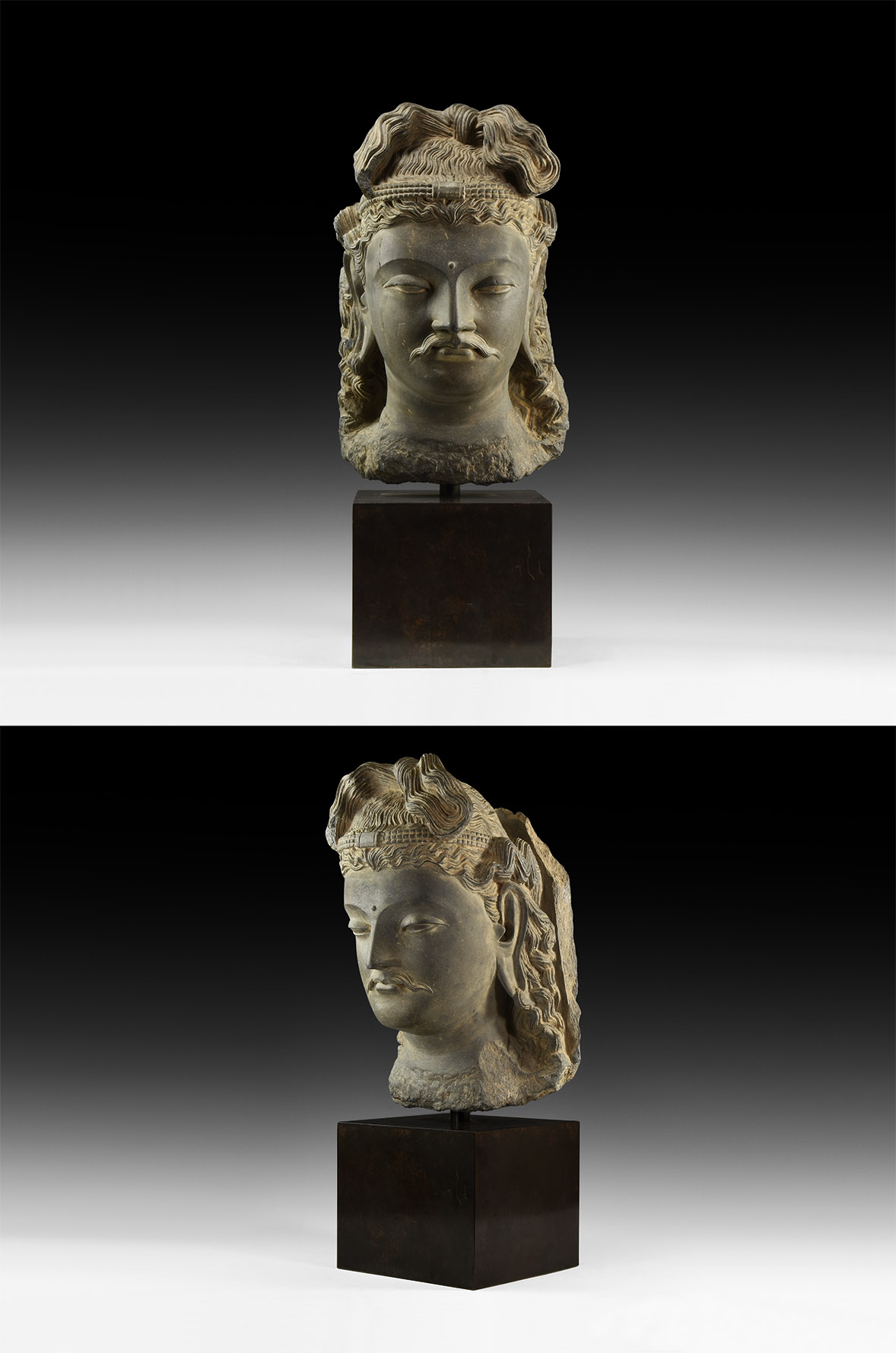 Gandharan Over Life-Size Bodhisattva Head, 2nd-4th century AD