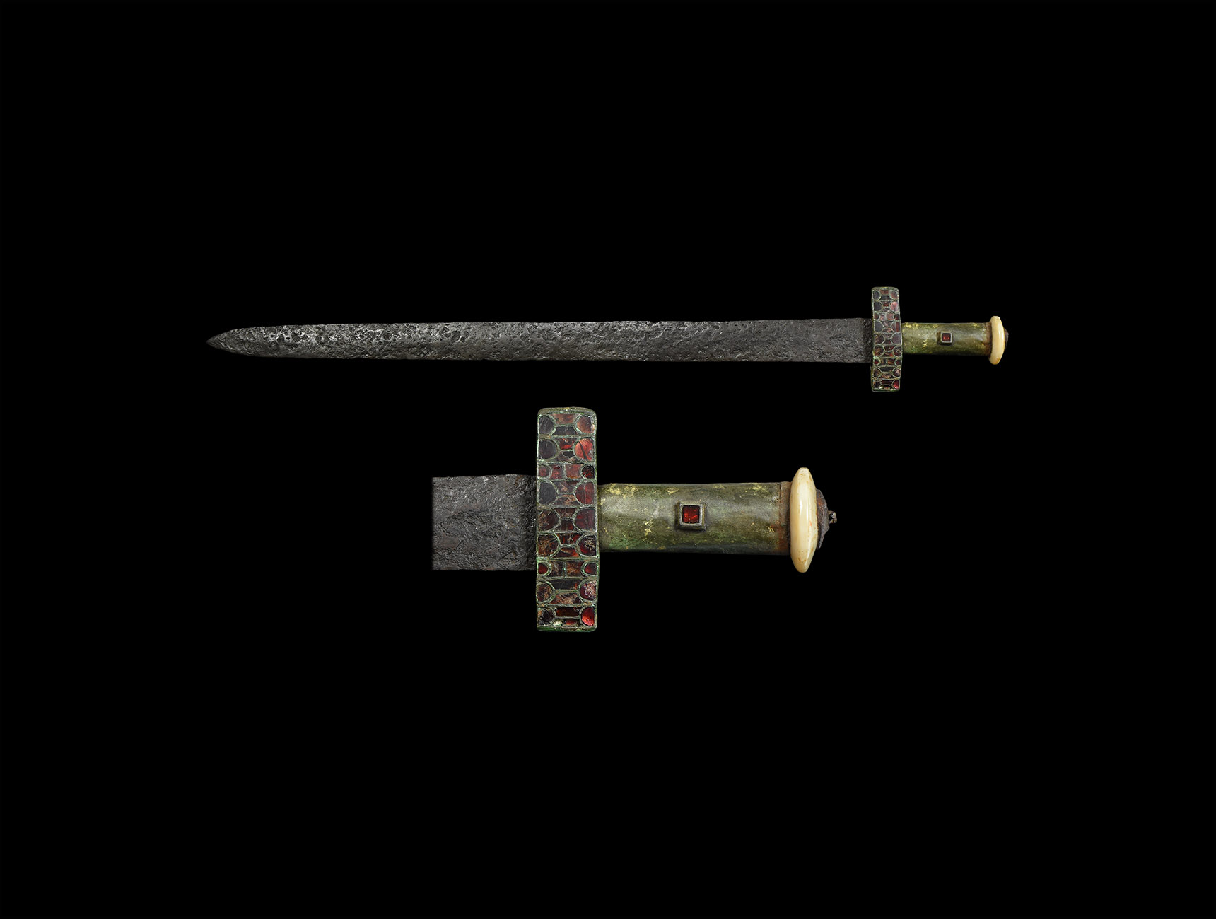 Merovingian Sword with Garnet Inlaid Hilt
