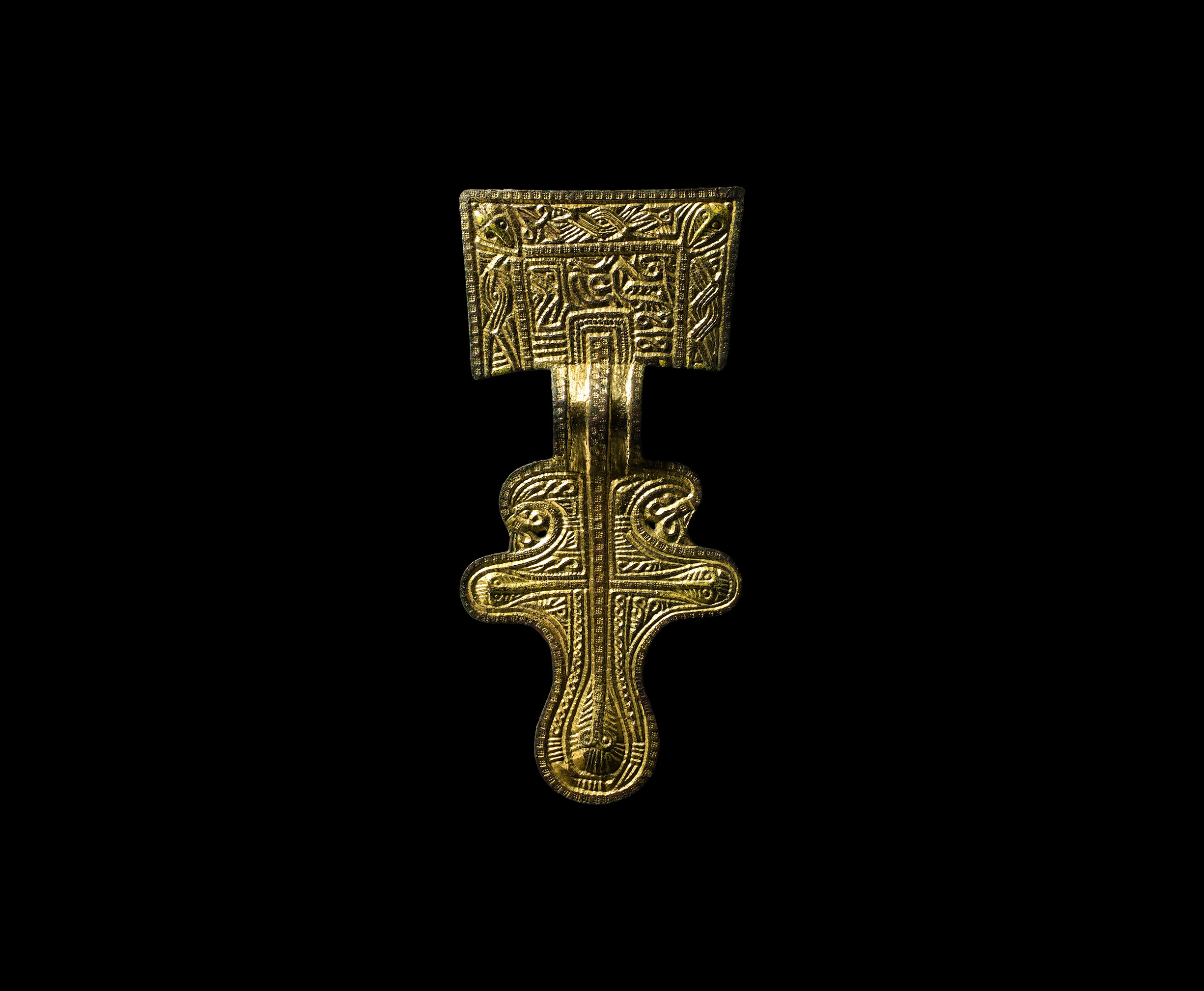 Anglo-Saxon Great Square-Headed Brooch with Faces of Odin