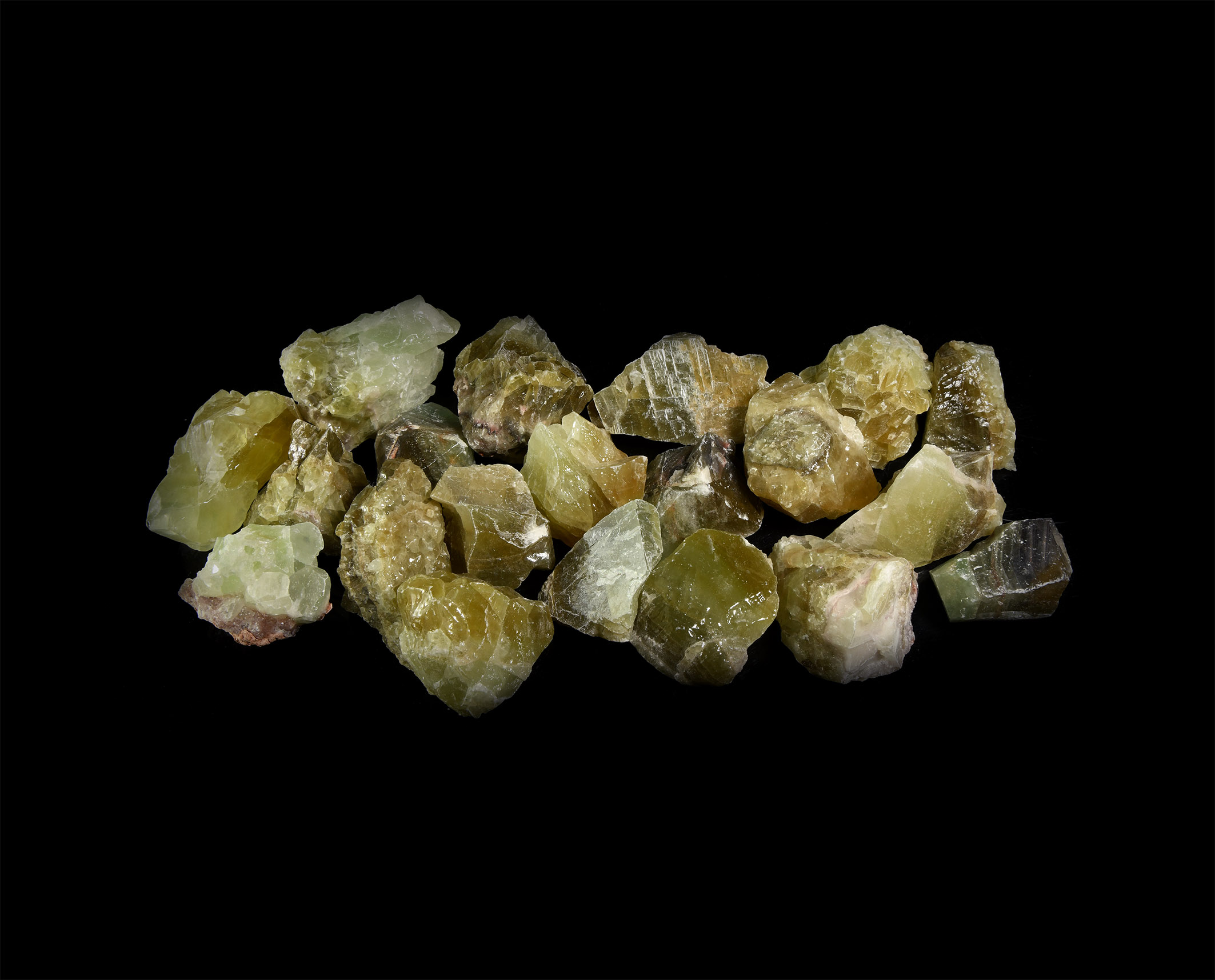 Large Green Calcite Mineral Specimens
