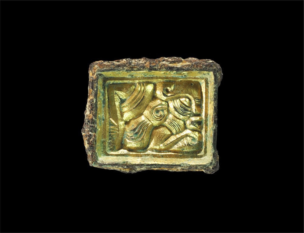 Anglo-Saxon Bronze Gold Chip-Carved Salin's Style I Mount