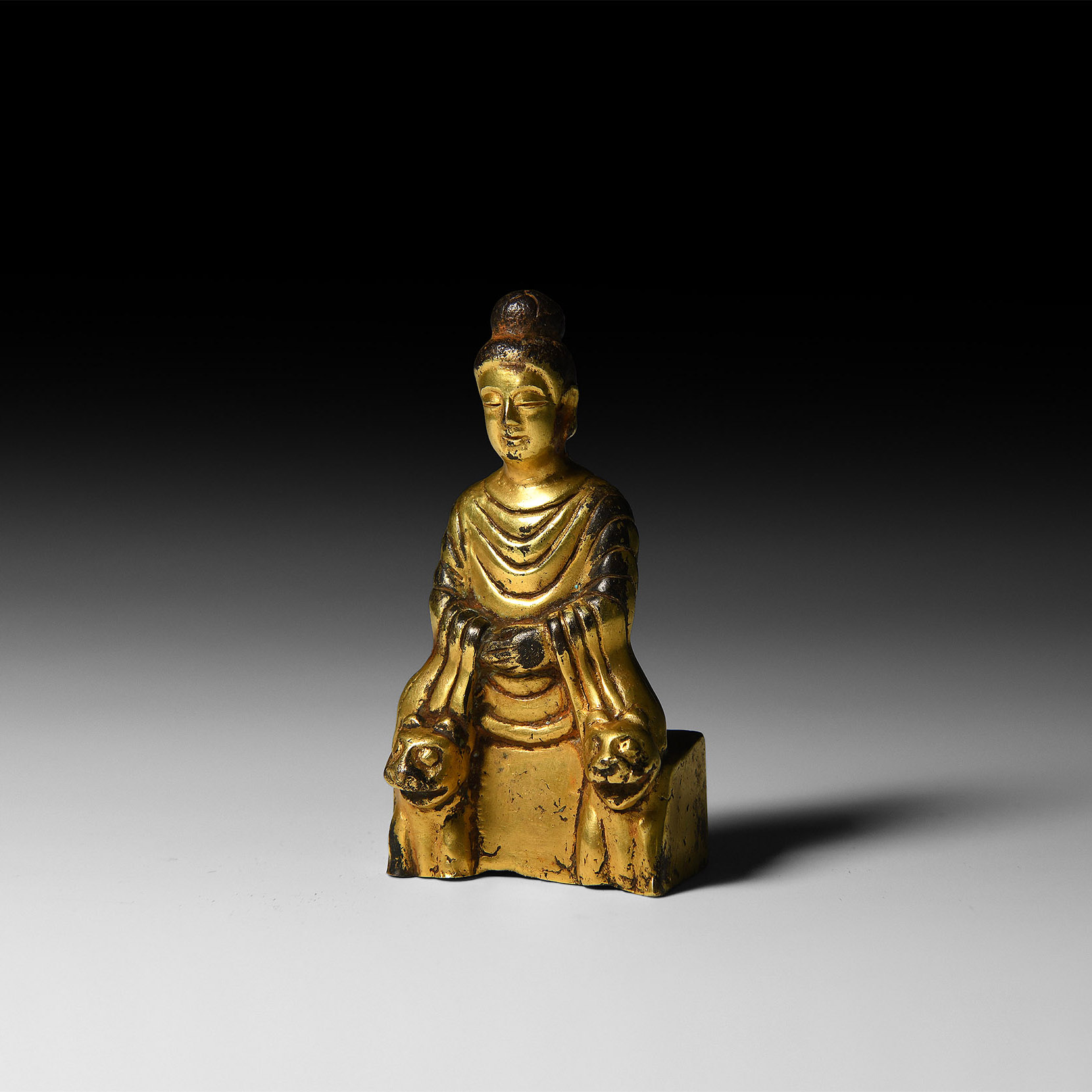 Chinese Wei Shakyamuni Buddha on Lion Throne